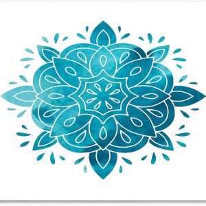 Mouse Pad Mandala Turcoaz Watercolor – Design Floral Zen, Stil Acuarelă, 22 x 18 cm