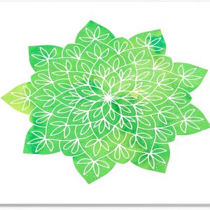 Mouse Pad Mandala Verde Watercolor – Design Floral Zen, Stil Acuarelă, Suprafață Textilă, 22 x 18 cm