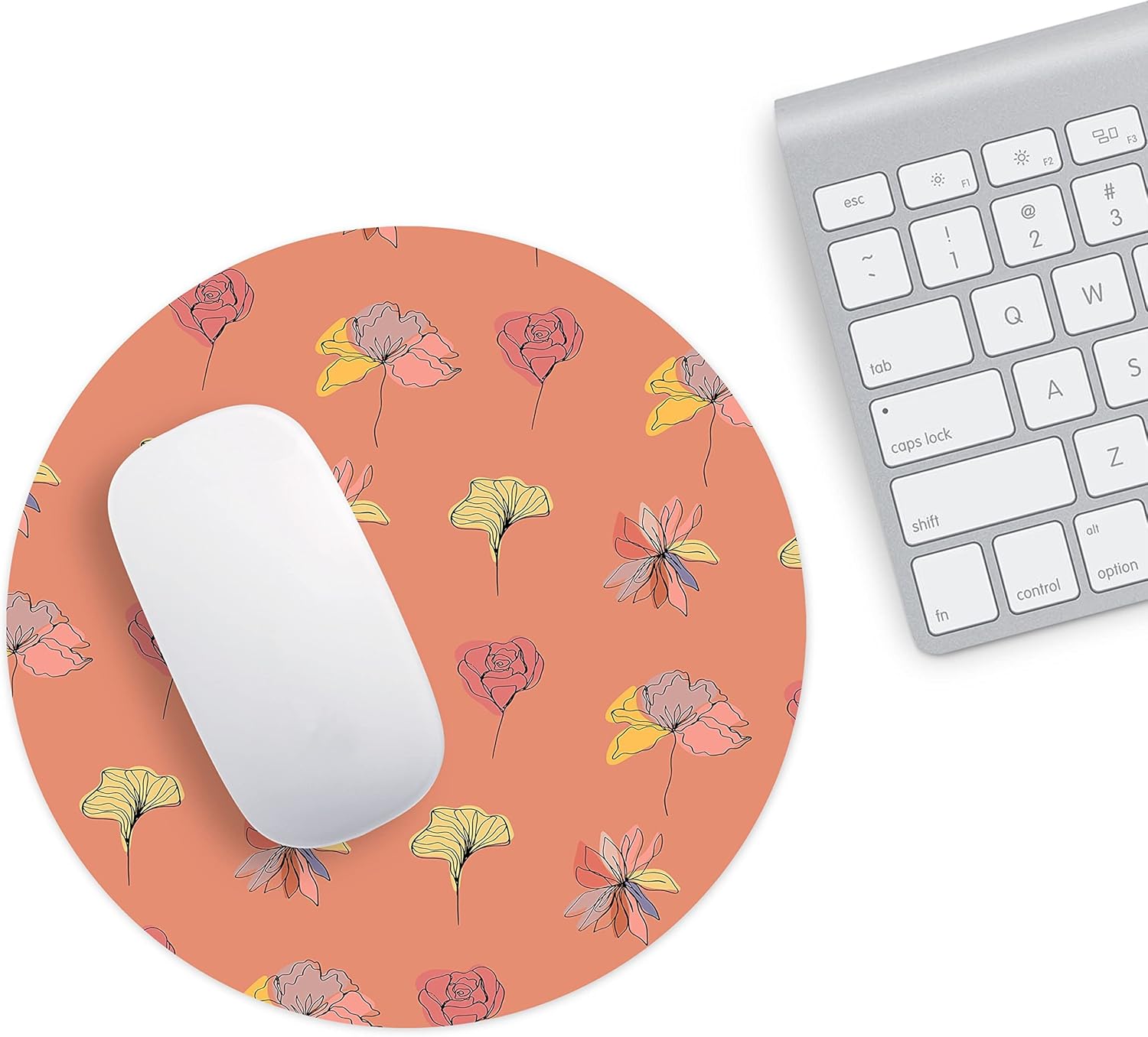 Mousepad Rotund 22 cm – Rafinament și Artă Modernă cu Design Floral Line Art - imagine 2