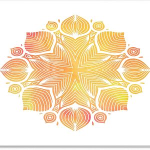 Mouse Pad Mandala Galben-Portocaliu Watercolor – Design Solar Zen, Textil, 22 x 18 cm