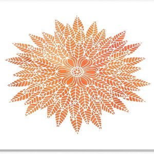 Mouse Pad Mandala Portocaliu – Design Floral din Frunze Watercolor, Textil, 22 x 18 cm