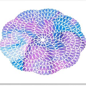 Mouse Pad Mandala Albastră și Mov Watercolor – Design Artistic Circular, Textil, 22 x 18 cm