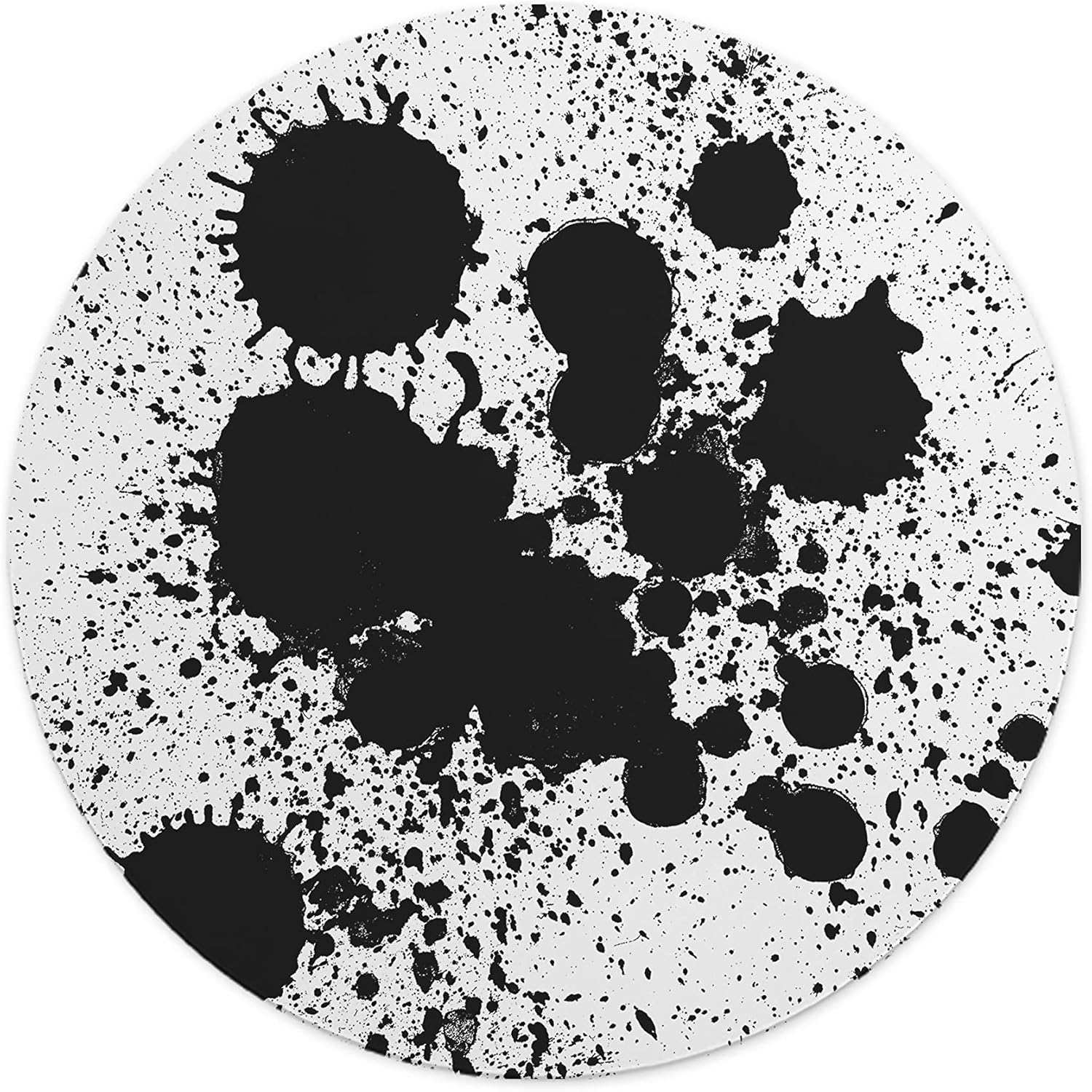 Mousepad Rotund 22 cm – Expresivitate și Contrast cu Design Stropi de Vopsea Negri