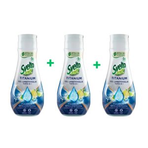 Svelto Gel All in 1 Titanium pentru Mașina de Spălat Vase – Set 3 x 640 ml – 36 Spălări/Sticlă (108 Spălări Total)